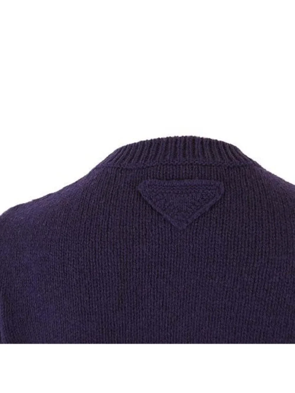 Prada Knit Sweater Short Sleeve Triangle Back Logo Wool M Purple 40